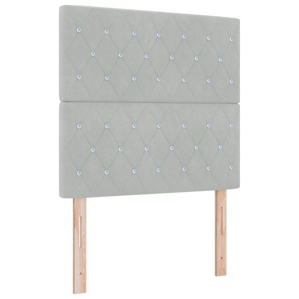 LED Headboard with LED Strip Lights Light grey 90 cm Velvet